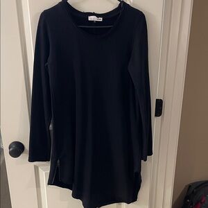 Black Long Sleeve Sweatshirt dress with Zipper Detail